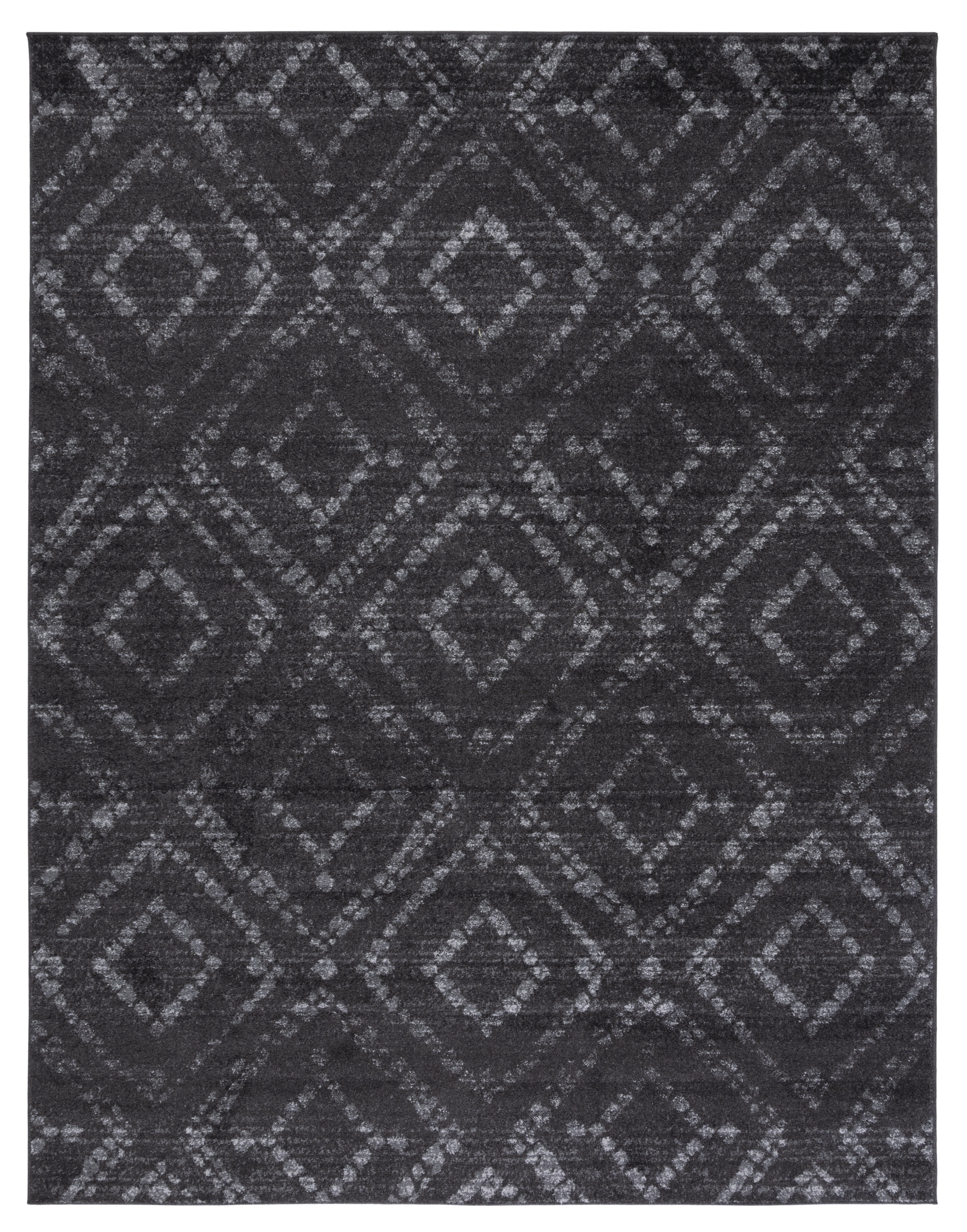 Dark Grey and Grey Geometric Patterned 9' x 12' Synthetic Area Rug