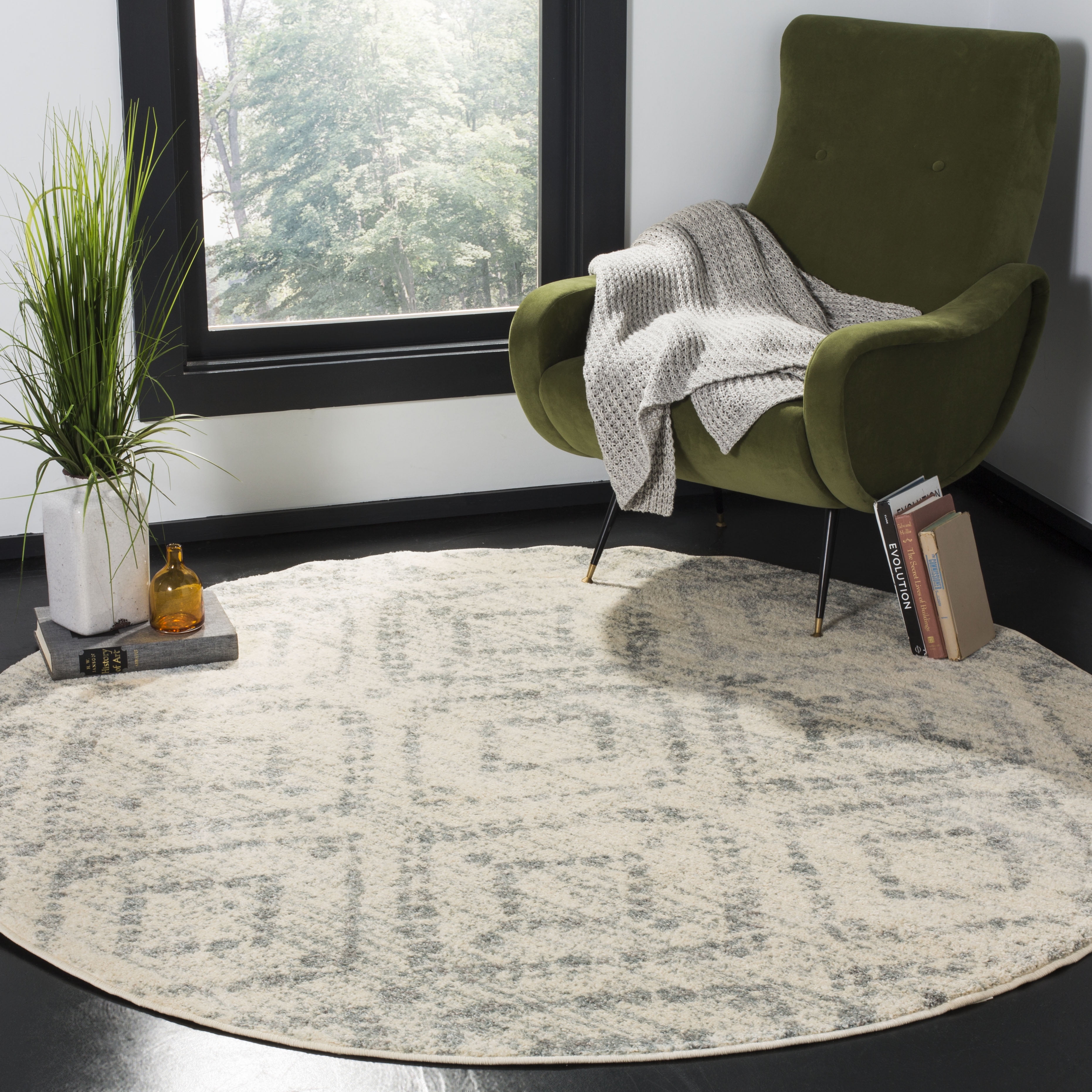 Safavieh Adirondack Lecia Geometric Area Rug, Ivory/Light Blue, 6' x 6' Round