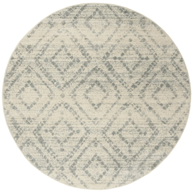 SAFAVIEH Adirondack Lecia Geometric Area Rug, Ivory/Light Blue, 8' x 8' Round