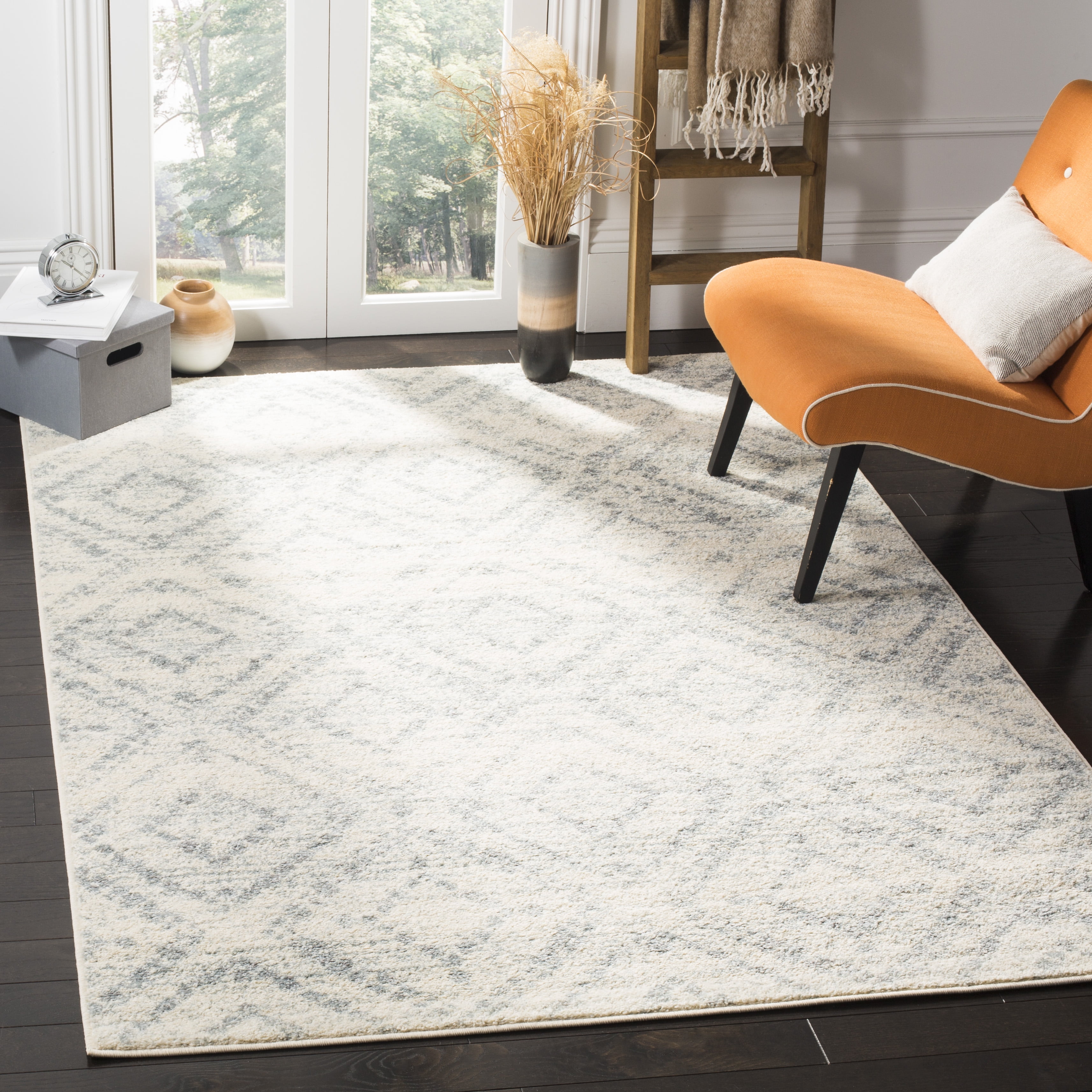 SAFAVIEH Adirondack Lecia Geometric Area Rug, Ivory/Light Blue, 9' x 12'