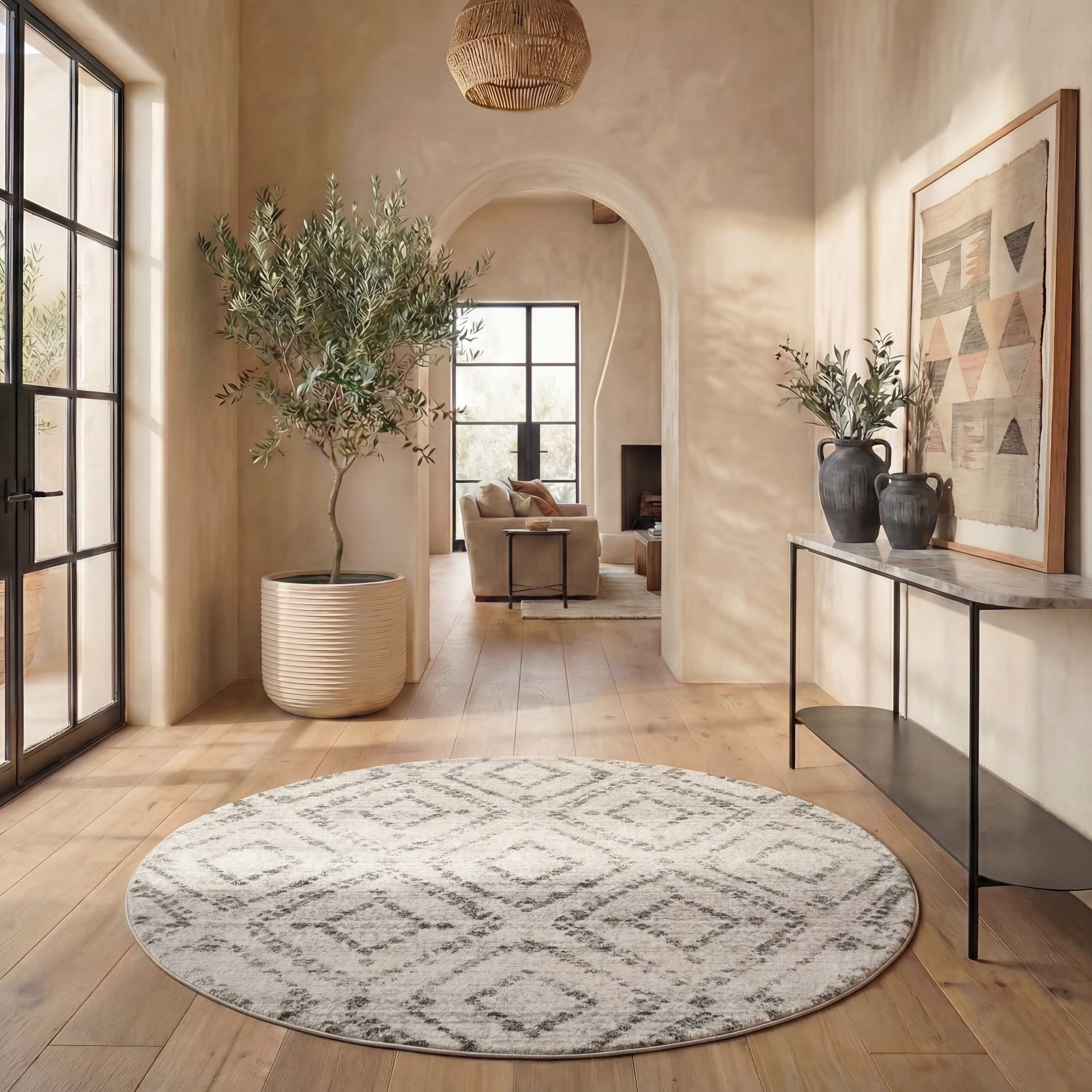Safavieh Adirondack Lecia Geometric Area Rug, Light Gray/Gray, 12' x 12' Round