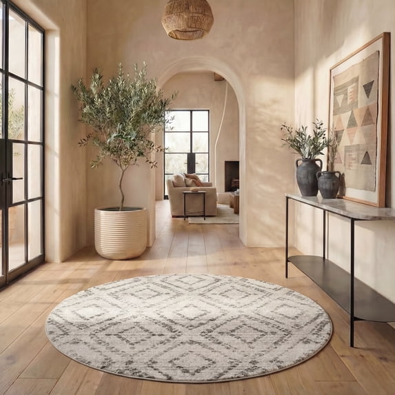 Safavieh Adirondack Lecia Geometric Area Rug, Light Gray/Gray, 3' x 3' Round
