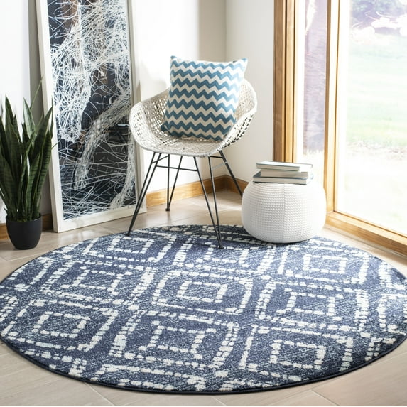 Safavieh Adirondack Lecia Geometric Area Rug, Navy/Ivory, 10' x 10' Round
