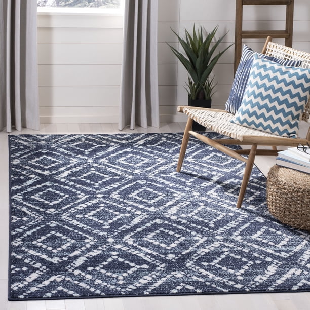 SAFAVIEH Adirondack Lecia Geometric Area Rug, Navy/Ivory, 6' x 9'