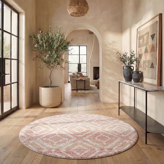 Safavieh Adirondack Lecia Geometric Area Rug, Rose/Gold, 6' x 6' Round
