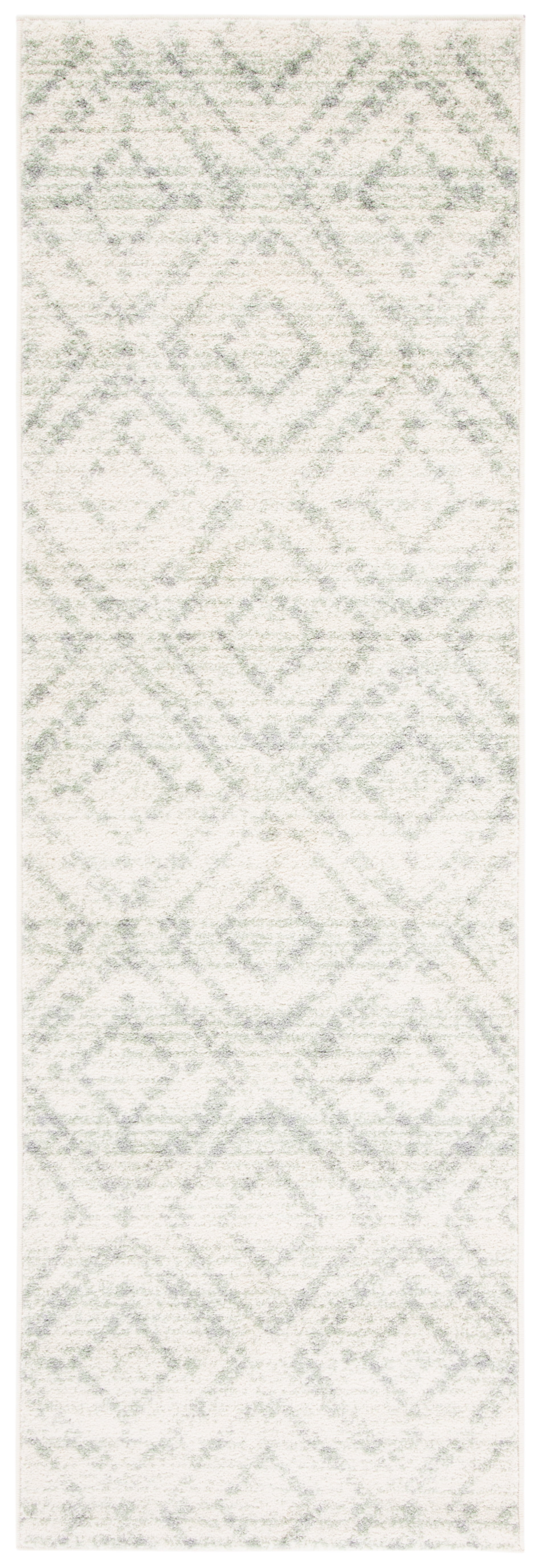 Ivory and Light Blue Synthetic Runner Rug, 2'-6" x 8'