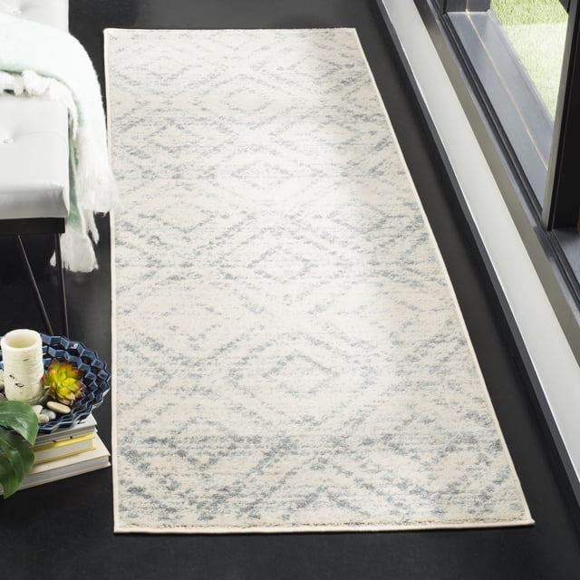 SAFAVIEH Adirondack Lecia Geometric Runner Rug, Ivory/Light Blue, 2'6" x 8'