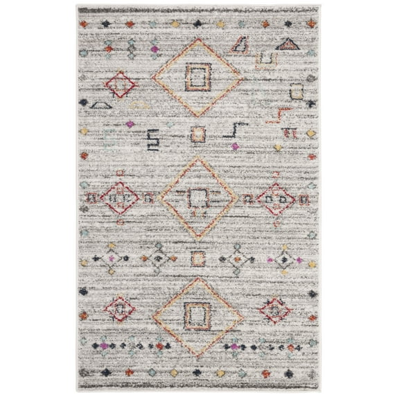 SAFAVIEH Adirondack Lesleigh Geometric Area Rug, Light Grey/Red, 3' x 5'