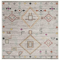 SAFAVIEH Adirondack Lesleigh Geometric Area Rug, Light Grey/Red, 6' x 6' Square