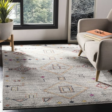 SAFAVIEH Adirondack Lesleigh Geometric Area Rug, Light Grey/Red, 6' x 9'