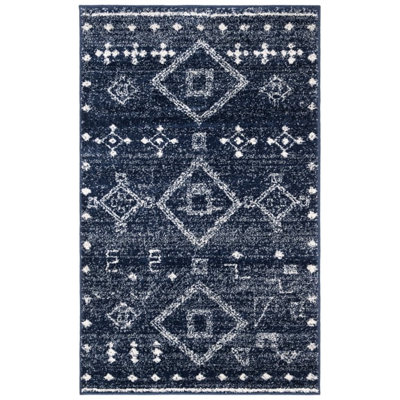 SAFAVIEH Adirondack Lesleigh Geometric Area Rug, Navy/Silver, 3' x 5'