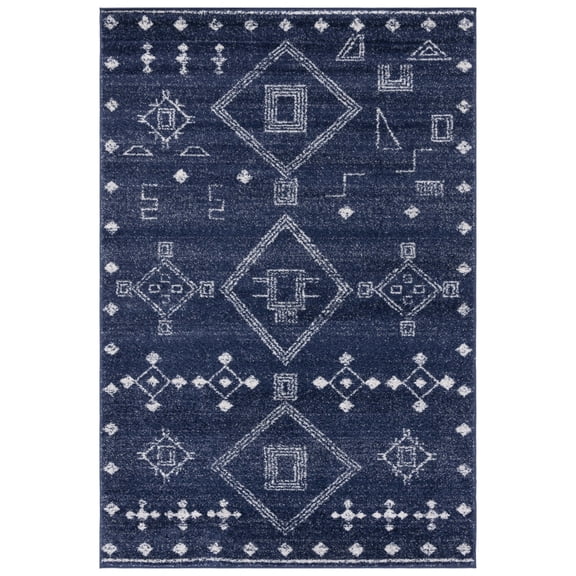 SAFAVIEH Adirondack Lesleigh Geometric Area Rug, Navy/Silver, 4' x 6'