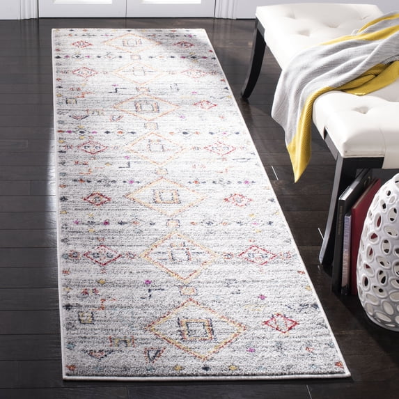 SAFAVIEH Adirondack Lesleigh Geometric Runner Rug, Light Grey/Red, 2'6" x 8'