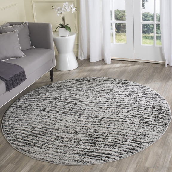 SAFAVIEH Adirondack Linnette Abstract Area Rug, Black/Silver, 4' x 4' Round