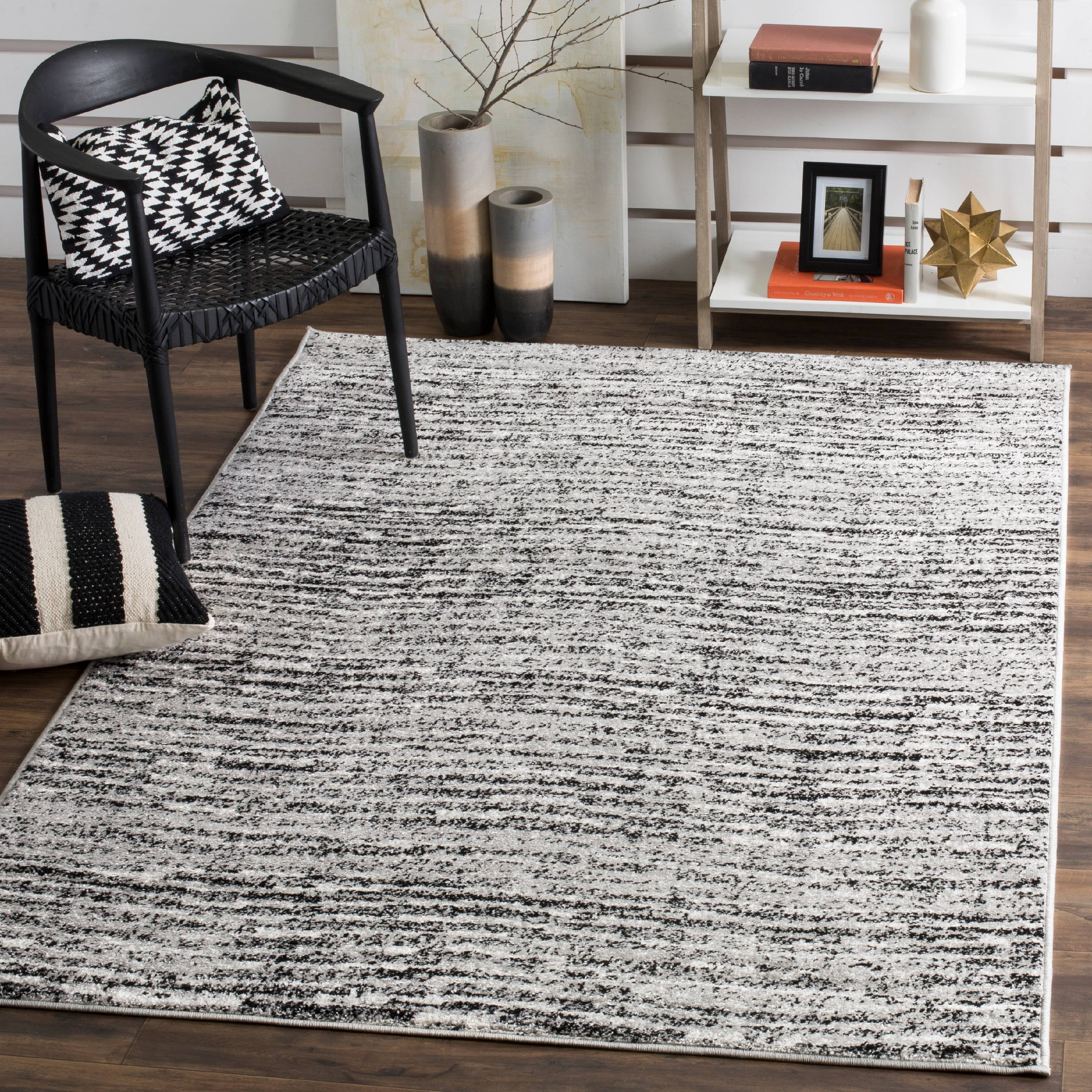 SAFAVIEH Adirondack Linnette Abstract Area Rug, Black/Silver, 4' x 4' Square