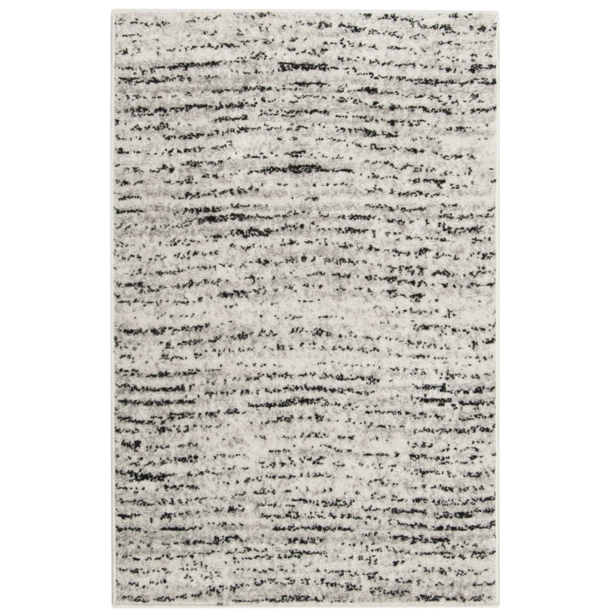 Ivory and Silver Abstract 10' x 14' Synthetic Area Rug