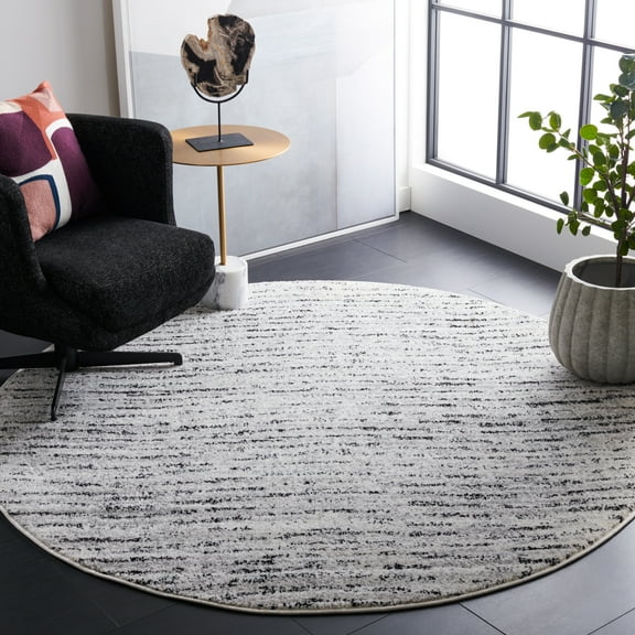SAFAVIEH Adirondack Linnette Abstract Area Rug, Ivory/Silver, 6' x 6' Round