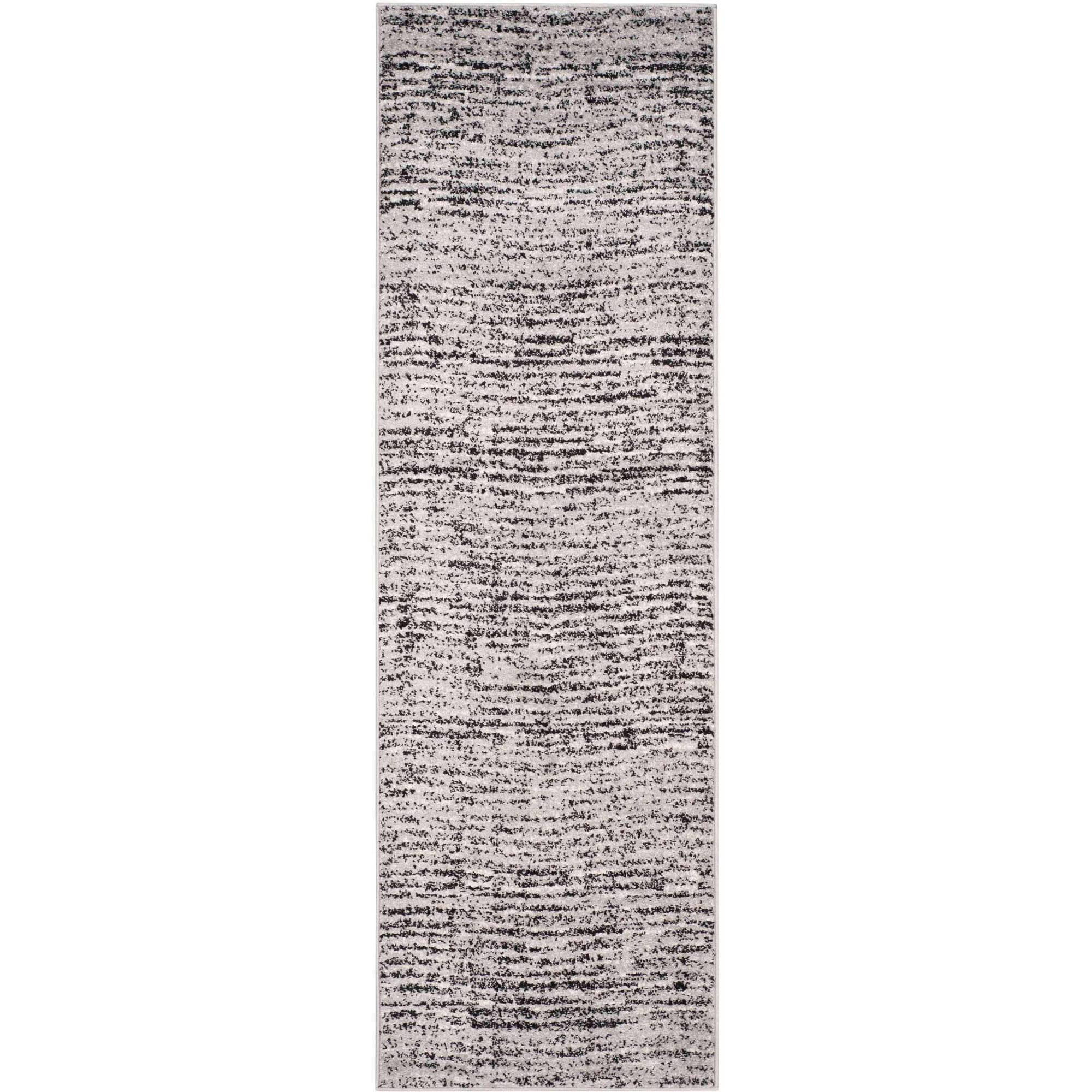 Black and Silver Rustic Polypropylene Runner Rug