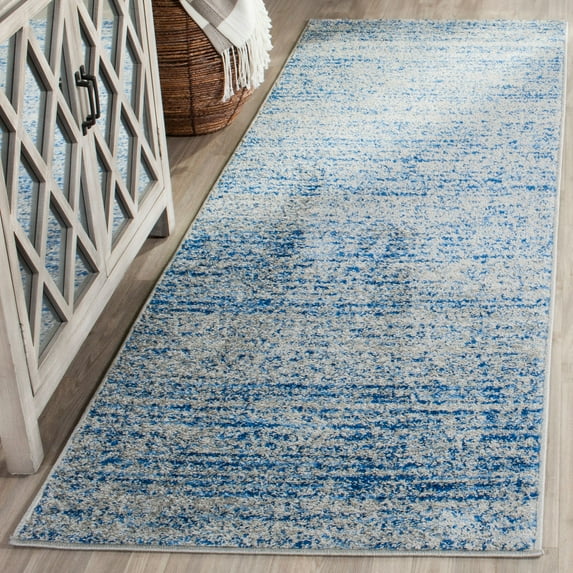 SAFAVIEH Adirondack Linnette Abstract Runner Rug, Blue/Silver, 2'6" x 16'