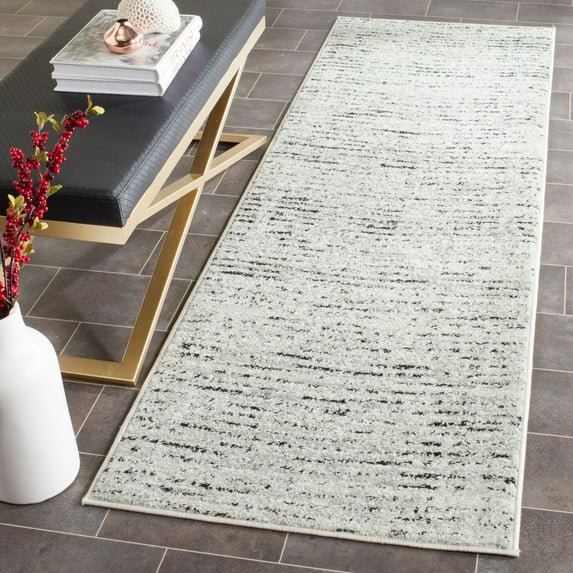 SAFAVIEH Adirondack Linnette Abstract Runner Rug, Ivory/Silver, 2'6" x 22'