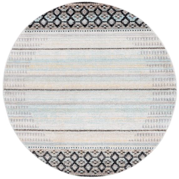 SAFAVIEH Adirondack Maria Striped Area Rug, Ivory/Blue Grey, 6' x 6' Round