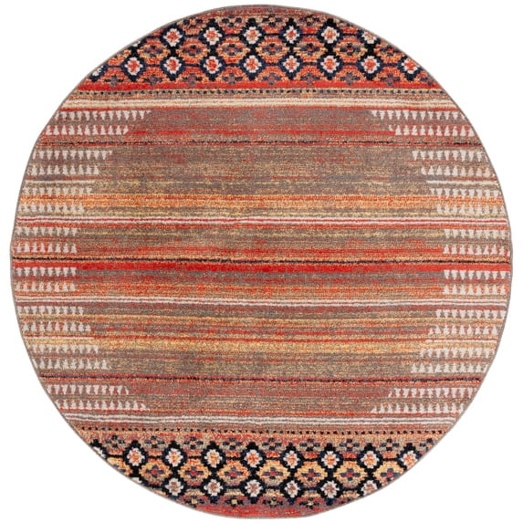SAFAVIEH Adirondack Maria Striped Area Rug, Ivory/Blue Grey, 6' x 6' Round