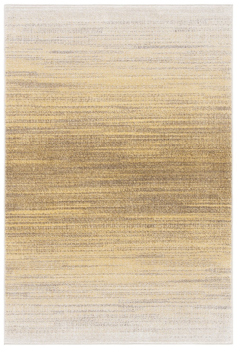 Gold and Ivory Hand-Knotted Synthetic Rectangular Rug, 3' x 5'