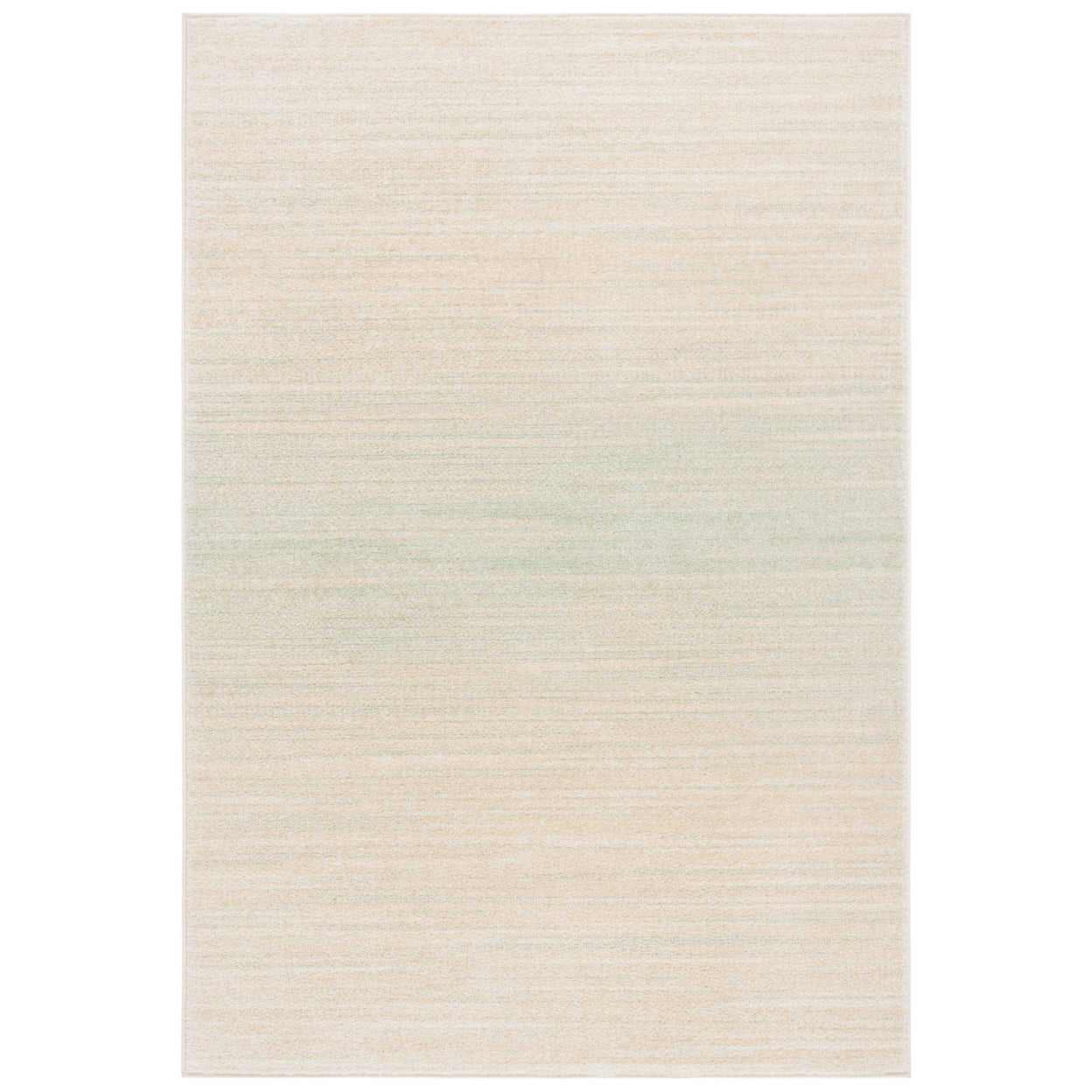 Green and Ivory Rectangular 9' x 12' Stain-Resistant Synthetic Rug