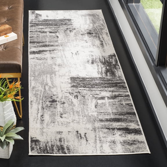 SAFAVIEH Adirondack Matilda Abstract Runner Rug, Ivory/Grey, 2'6" x 6'