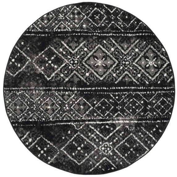 SAFAVIEH Adirondack Montague Geometric Area Rug, Black/Silver, 10' x 10' Round