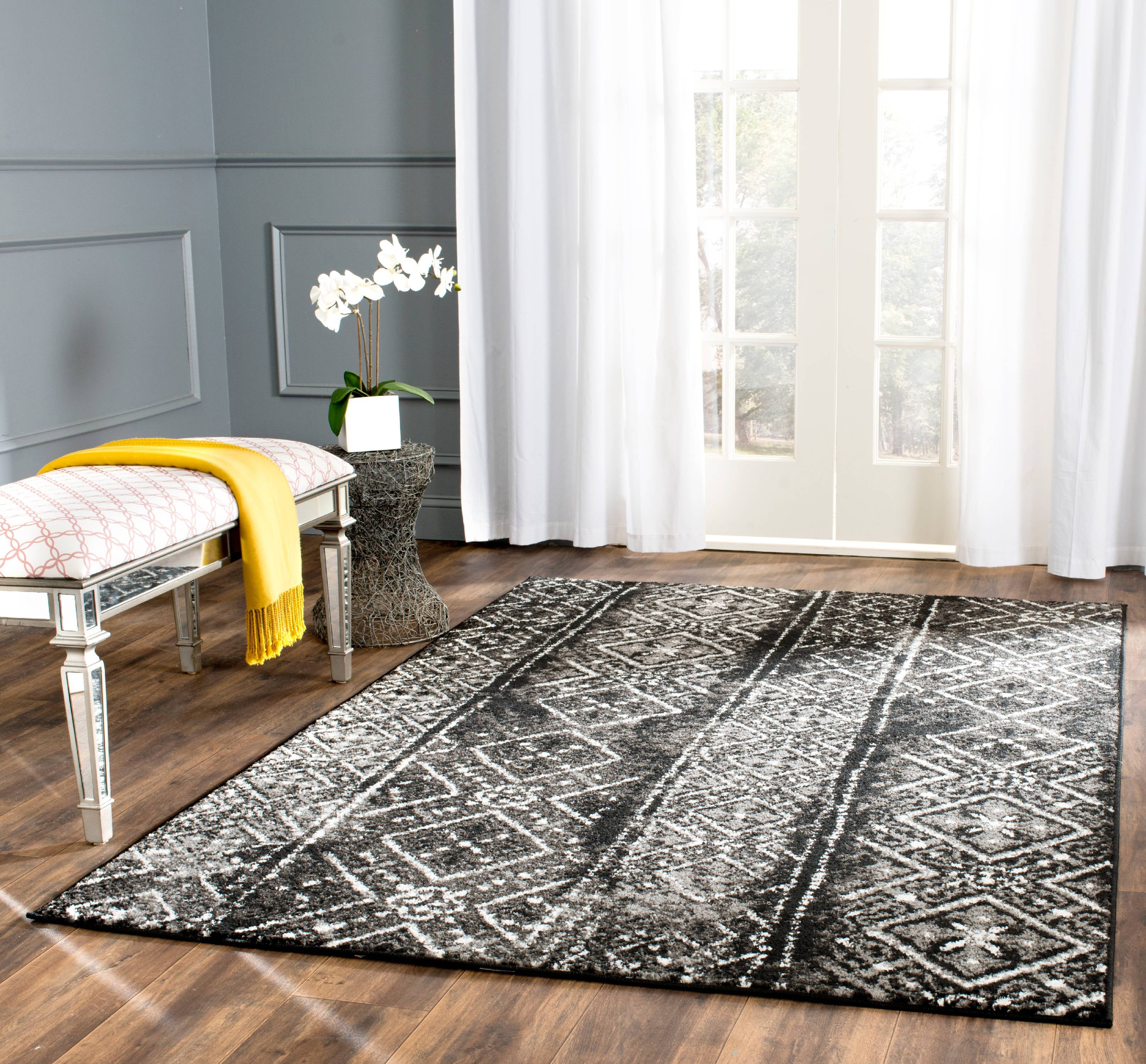 Adirondack Black and Silver Geometric 10' x 14' Area Rug