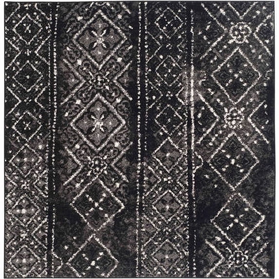 SAFAVIEH Adirondack Montague Geometric Area Rug, Black/Silver, 6' x 6' Square