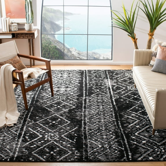 SAFAVIEH Adirondack Montague Geometric Area Rug, Black/Silver, 9' x 12'