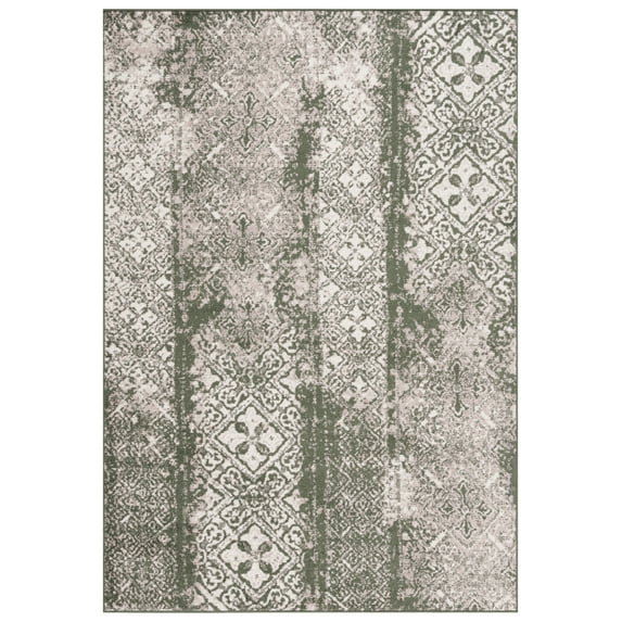 SAFAVIEH Adirondack Montague Geometric Area Rug, Dark Green/Ivory, 4' x 6'