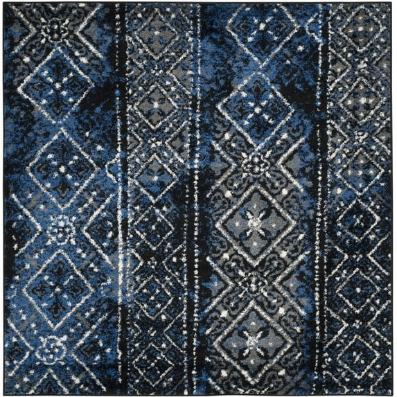 SAFAVIEH Adirondack Montague Geometric Area Rug, Silver/Black, 6' x 6' Square