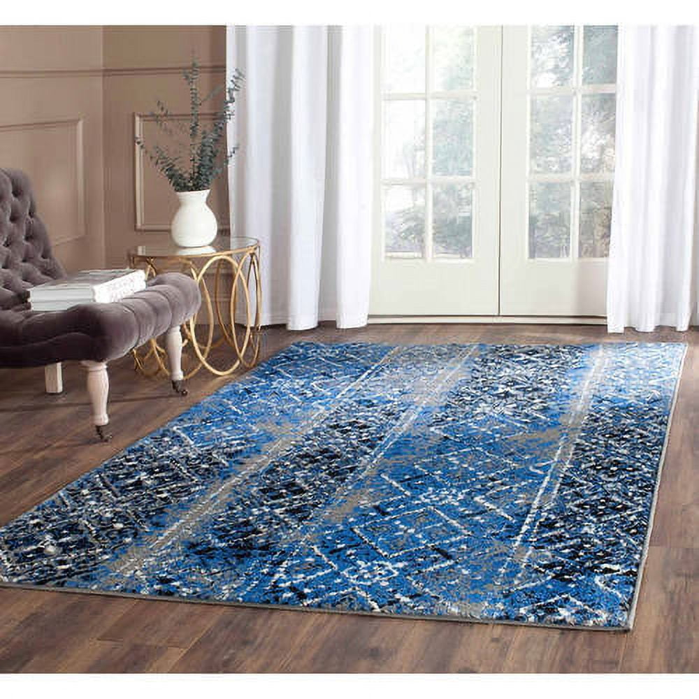 4' x 6' Silver and Multicolor Geometric Synthetic Area Rug