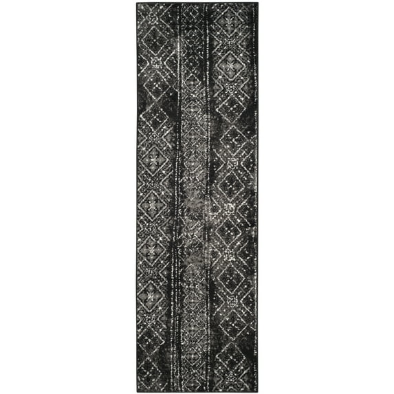 SAFAVIEH Adirondack Montague Geometric Runner Rug, Black/Silver, 2'6" x 16'
