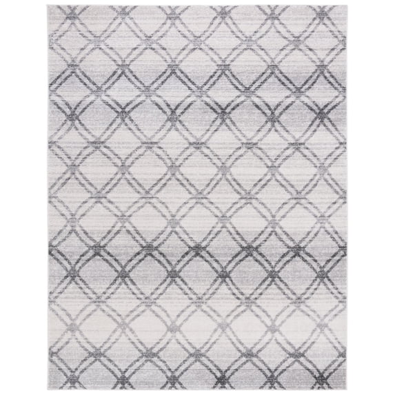 SAFAVIEH Adirondack Rhona Geometric Area Rug, Silver/Charcoal, 6' x 6' Round