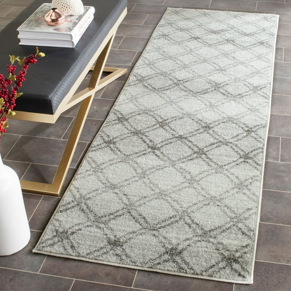 SAFAVIEH Adirondack Rhona Geometric Runner Rug, Silver/Charcoal, 2'6" x 12'