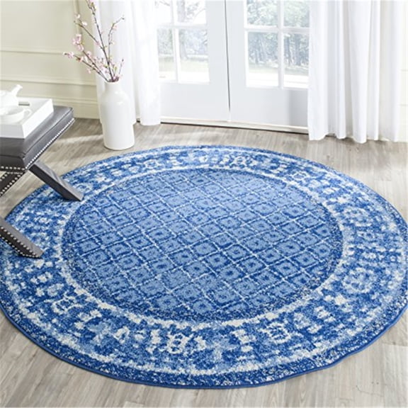 SAFAVIEH Adirondack Royston Geometric Area Rug, Light Blue/Dark Blue, 6' x 6' Round