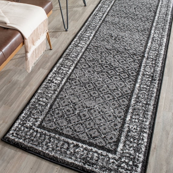 SAFAVIEH Adirondack Royston Geometric Runner Rug, Black/Silver, 2'6" x 12'
