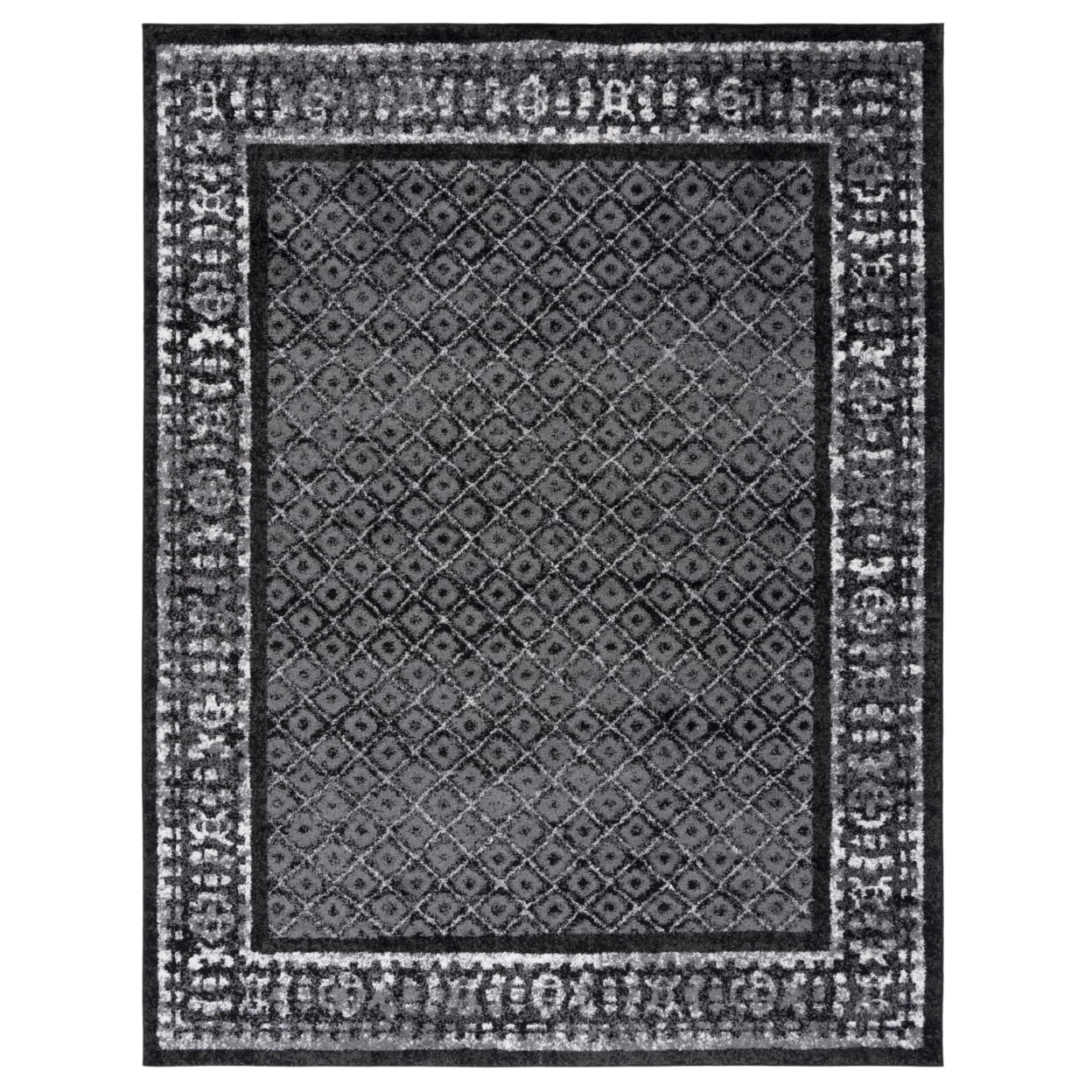 Elegant Adirondack Black/Silver Synthetic 9' x 12' Area Rug