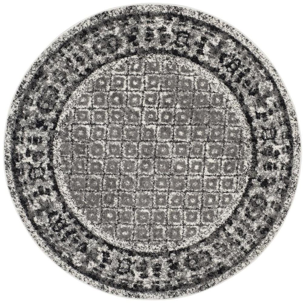 SAFAVIEH Adirondack Royston Traditional Area Rug, Ivory/Silver, 8' x 8' Round