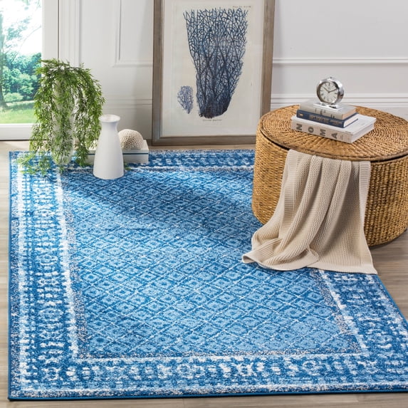 SAFAVIEH Adirondack Royston Traditional Area Rug, Light Blue/Dark Blue, 6' x 6' Square