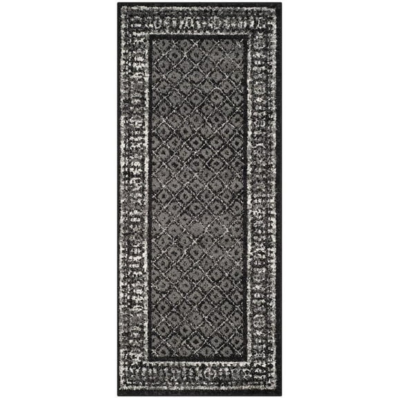 SAFAVIEH Adirondack Royston Traditional Runner Rug, Black/Silver, 2'6" x 22'