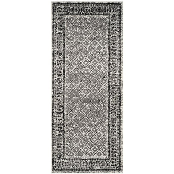 SAFAVIEH Adirondack Royston Traditional Runner Rug, Ivory/Silver, 2'6" x 12'
