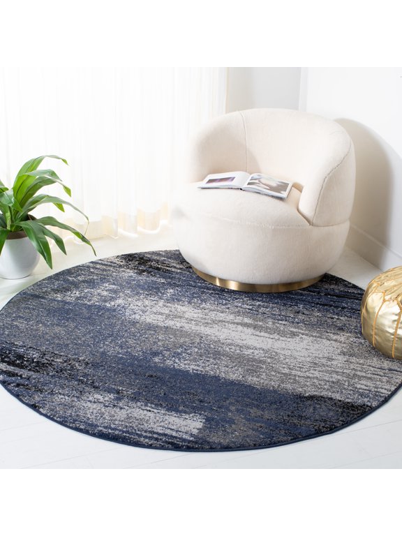 Adirondack Rudyard Abstract Ombre Area Rug, Gray/Blue, 6' x 6' Round