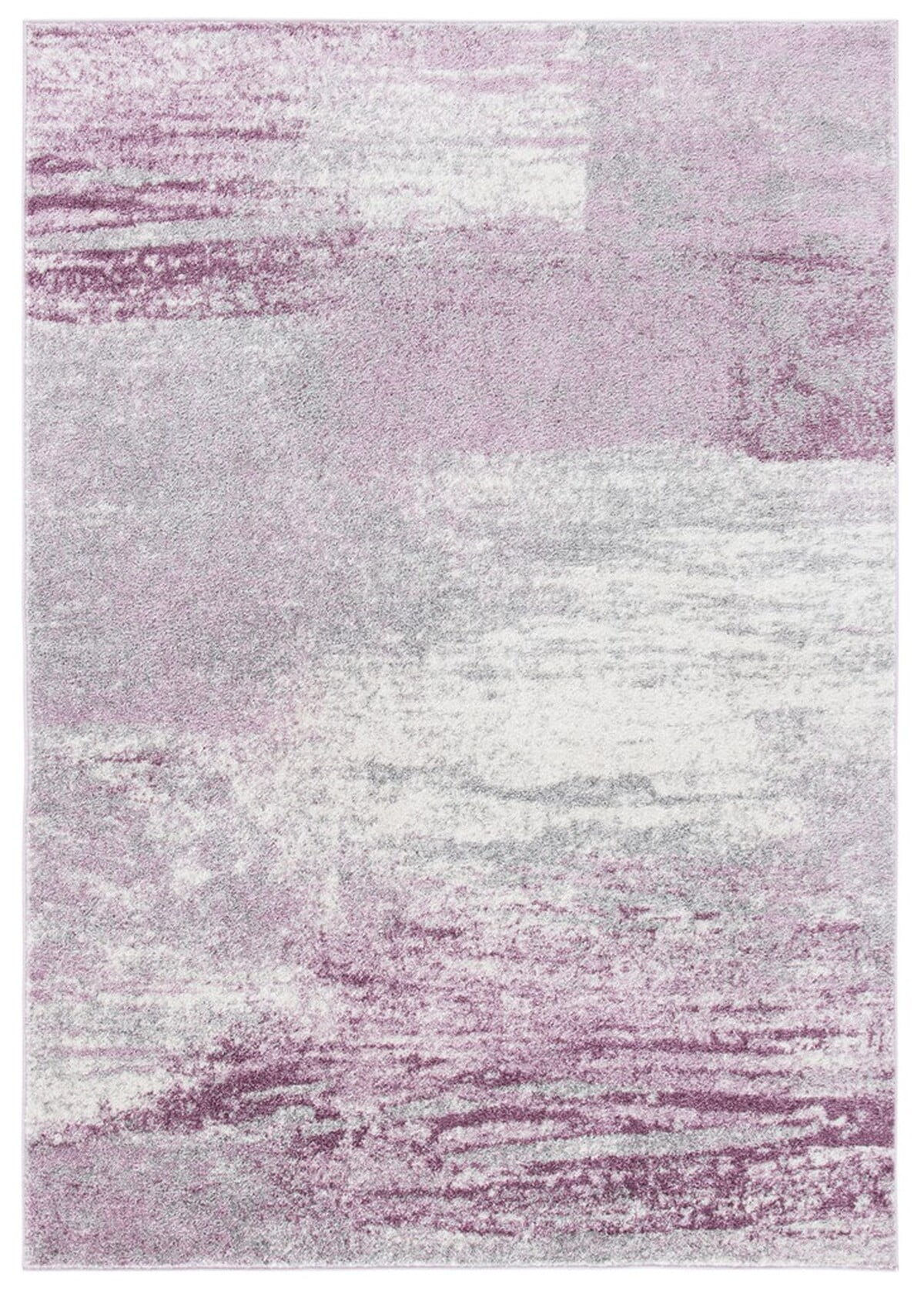 Gray and Purple Abstract Synthetic Area Rug, 2'6" x 4'