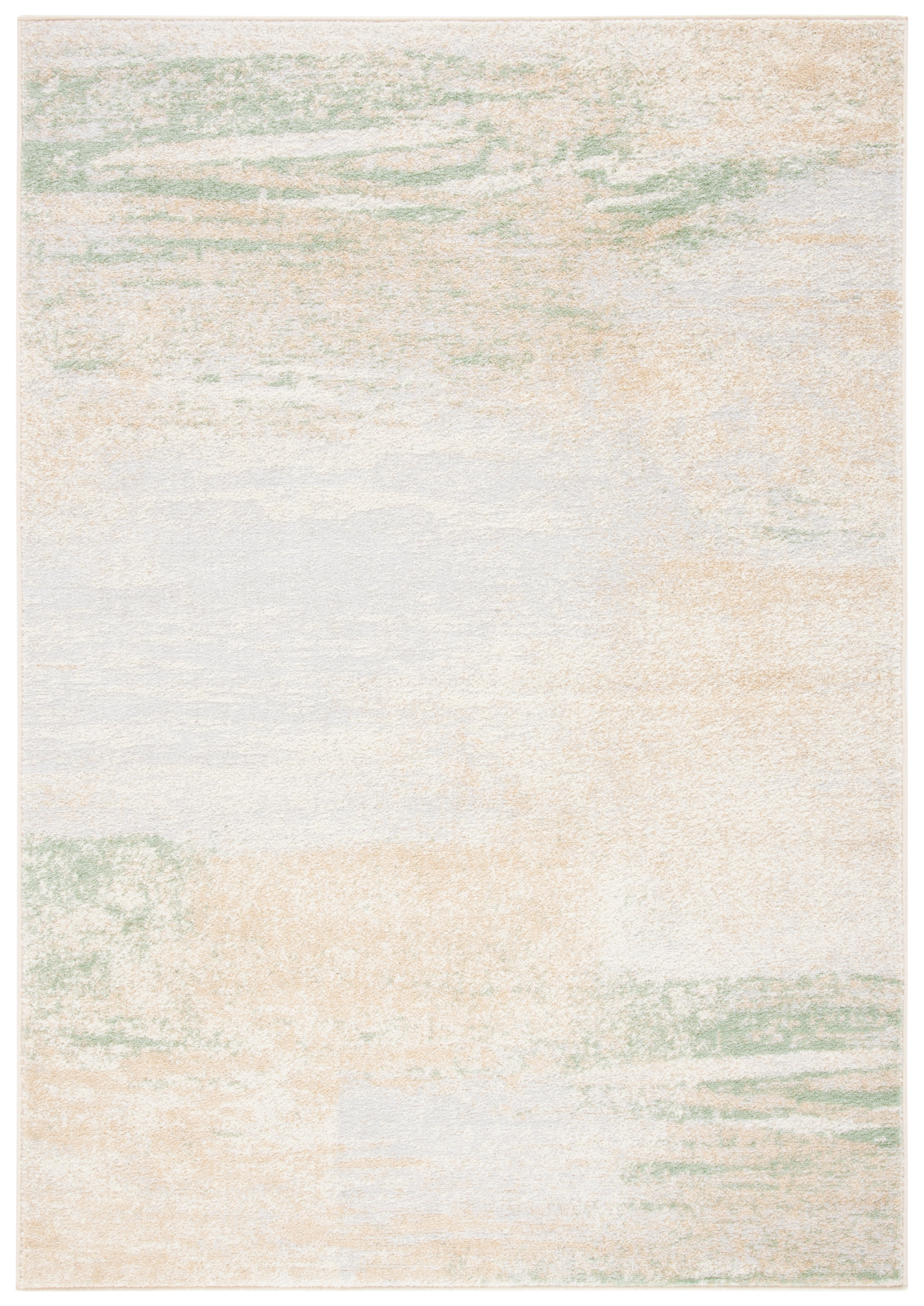 Ivory and Gold Abstract Hand-knotted Synthetic Area Rug, 6' x 9'