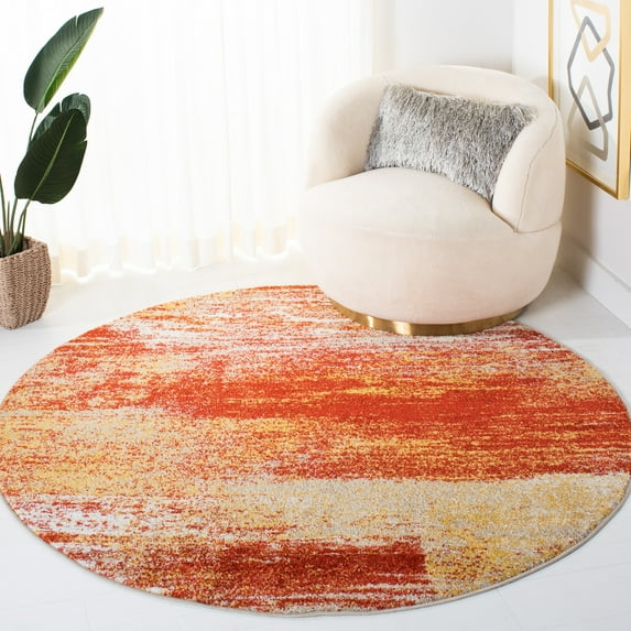 Safavieh Adirondack Rudyard Abstract Ombre Area Rug, Rust/Gold, 6' x 6' Round